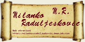 Milanko Raduljesković vizit kartica